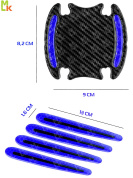 Наклейки защитные на ручку автомобиля ZDN 003 светоотражающие комплект 8 шт. синие