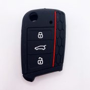 Чехол ключа CHEB024 "Volkswagen" (Golf7, Tiguan, Lamando, Skoda) черный силикон