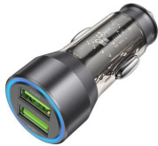 ЗУ-прикуриватель "Hoco NZ12" 2 USB 36W с подсветкой прозрачный корпус