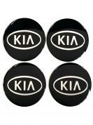 Наклейки на диски КИА NZD6 041 черные, металлические, 60мм, 4 шт