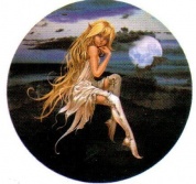 Виниловая наклейка круглая Девушка эльф GRC 5821 цветная