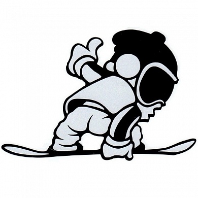 Светоотражающая наклейка Белый сноубордист NKT 0598