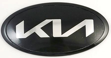 Шильдик эмблема автомобильный SHKP KIA BO13N "Киа овал новая" черная размер 130*60мм