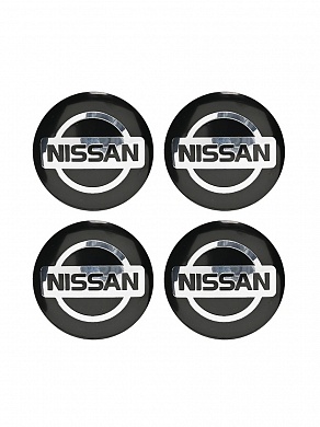 Наклейки на диски Ниссан NZD6 037 черные, металлические, 60мм, 4 шт