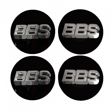 Наклейки на диски BBS NZD6 100 черные, металлические, 60мм,  4 шт